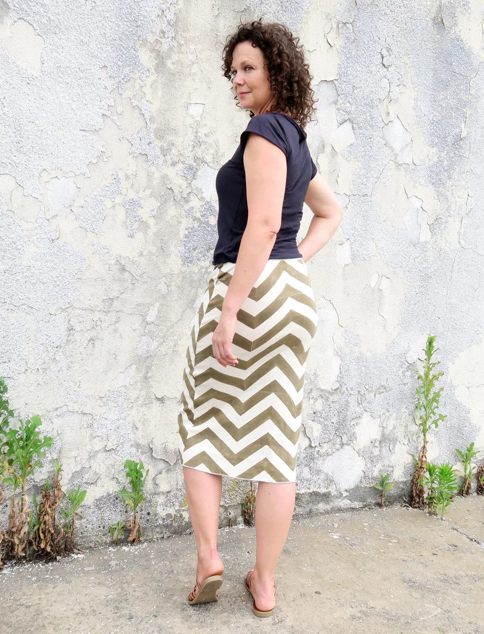 Pencil Below Knee BLOCK PRINTED Skirt