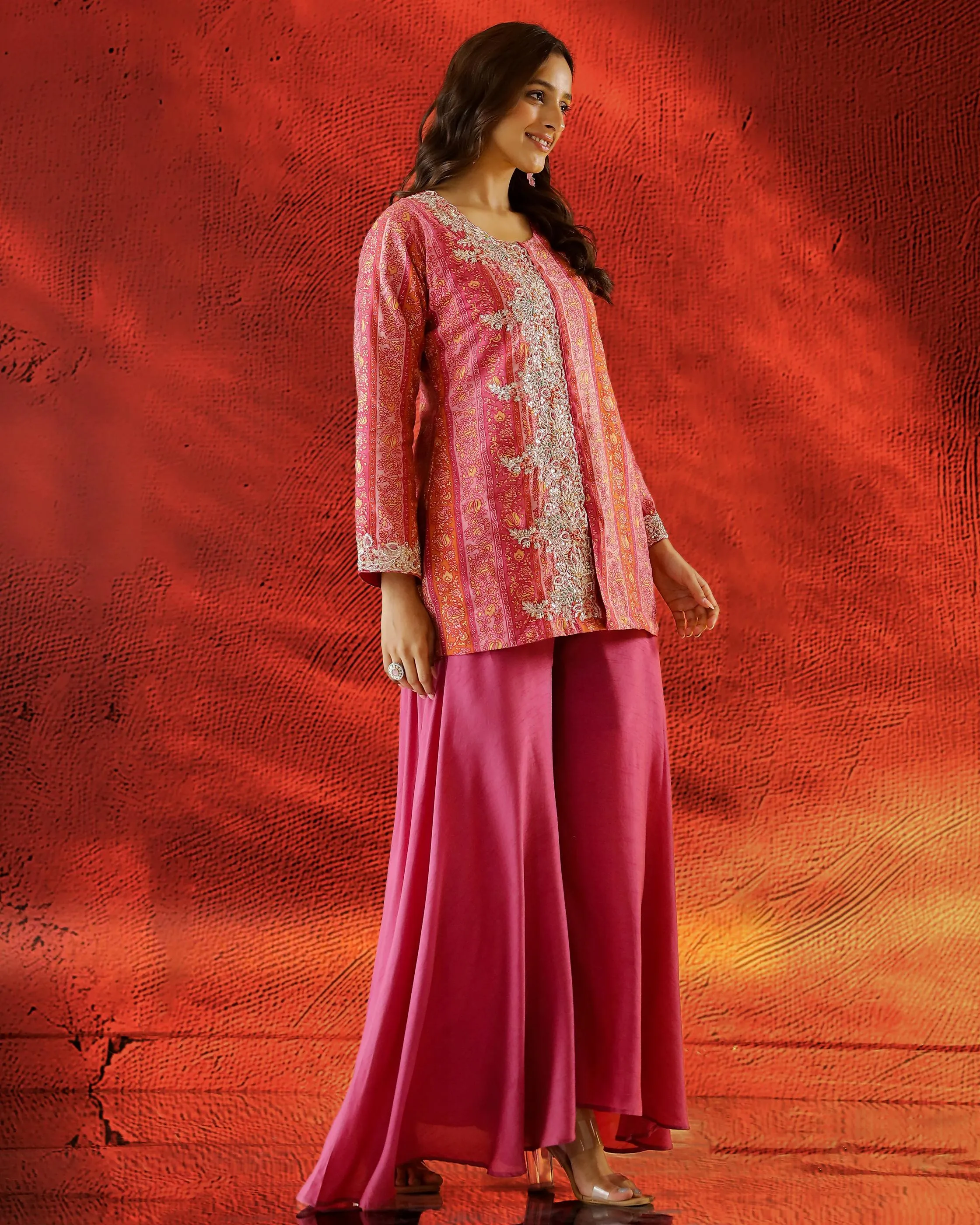 Pink Printed Spanish Silk Palazzo Set