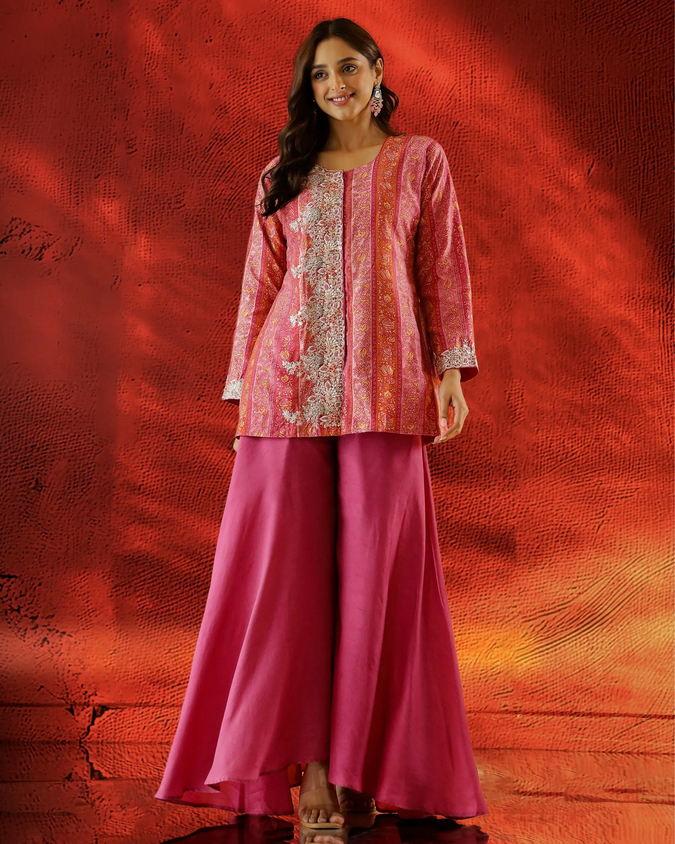 Pink Printed Spanish Silk Palazzo Set