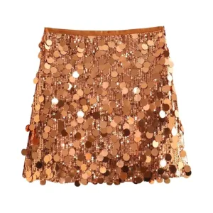 Pre Order:  Gold Sequins Embellished Mini Skirt