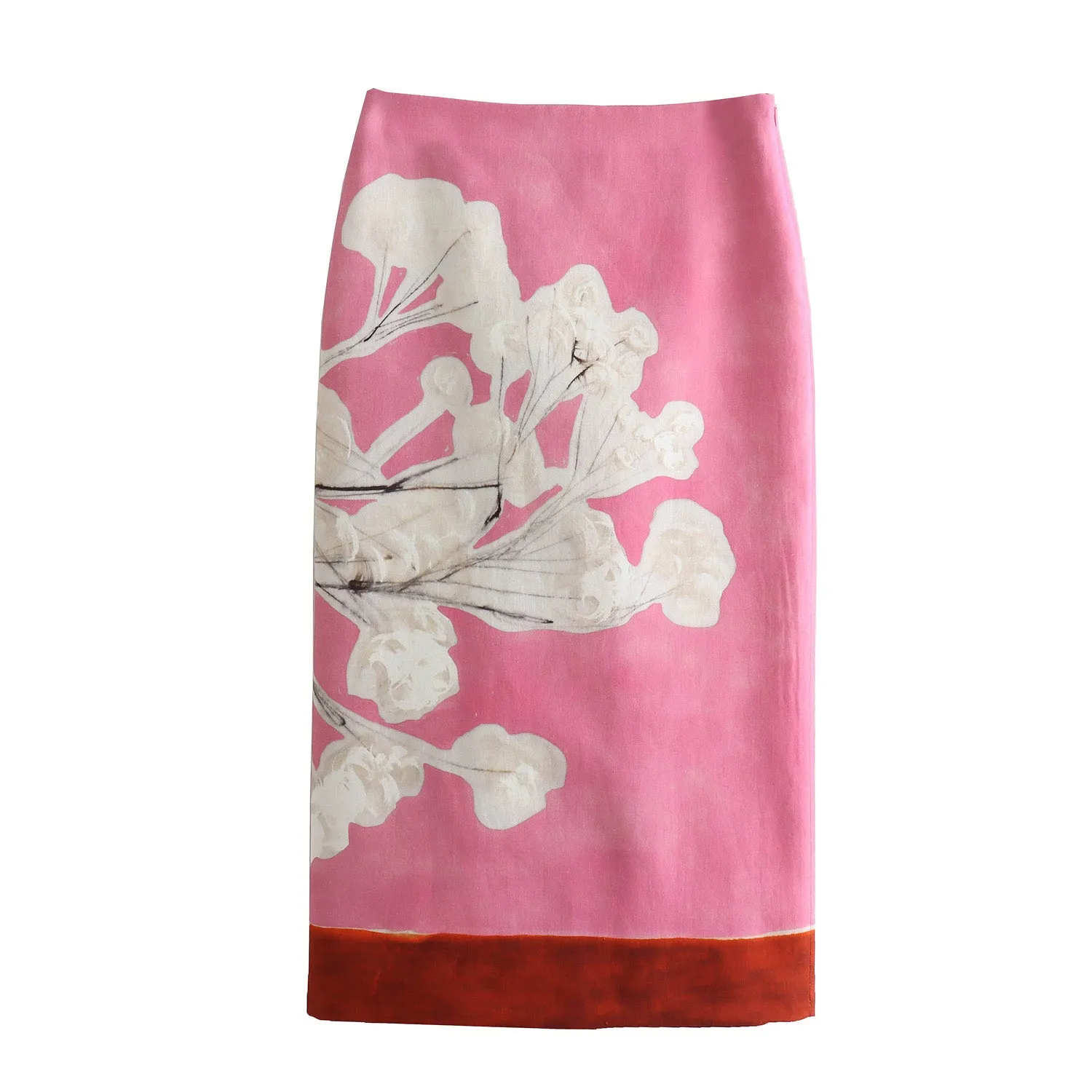 Raffy High Waist Floral Pink Pencil Skirt