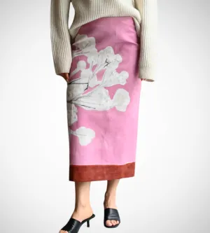 Raffy High Waist Floral Pink Pencil Skirt