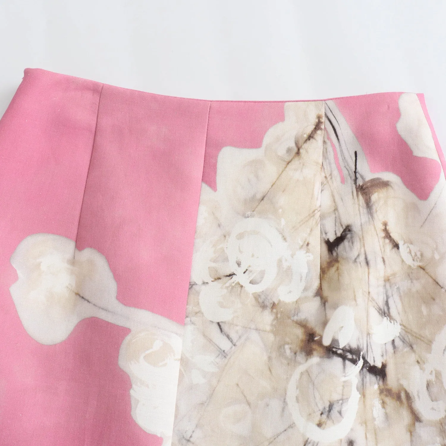 Raffy High Waist Floral Pink Pencil Skirt