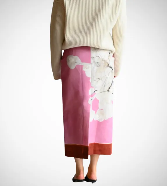 Raffy High Waist Floral Pink Pencil Skirt