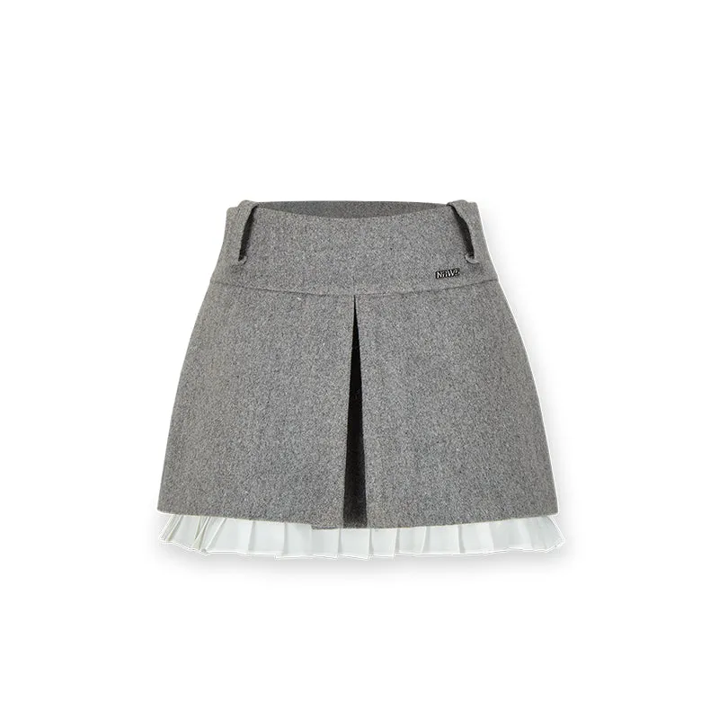 Rational Imbalance A-line Lace Wool Skirt