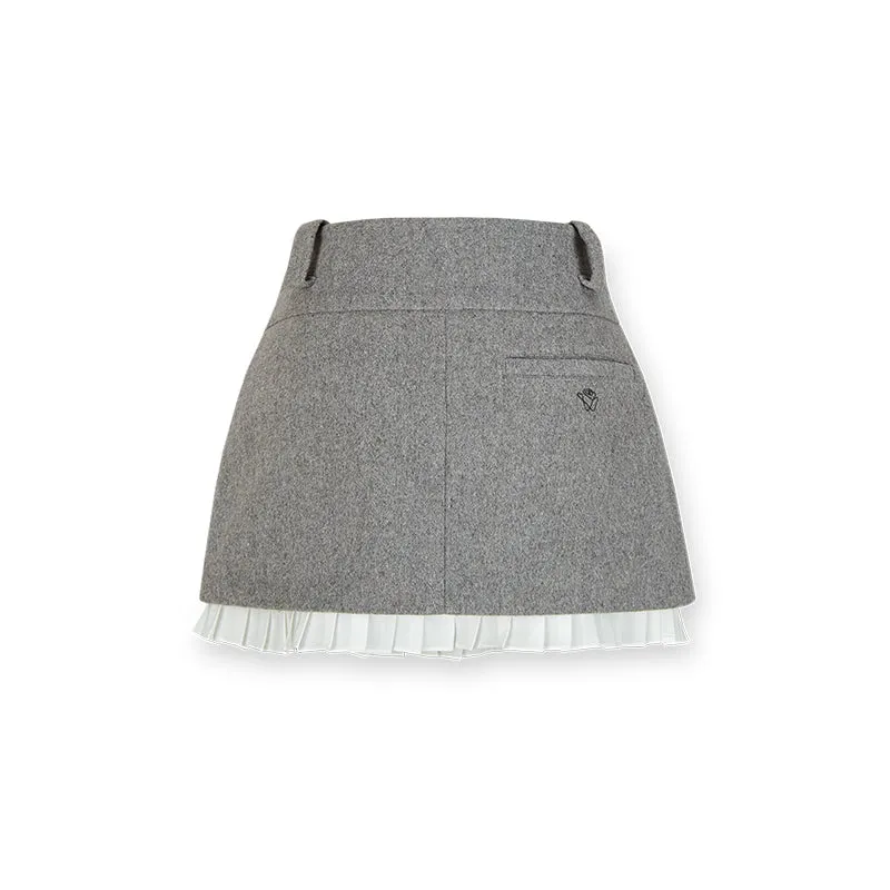 Rational Imbalance A-line Lace Wool Skirt