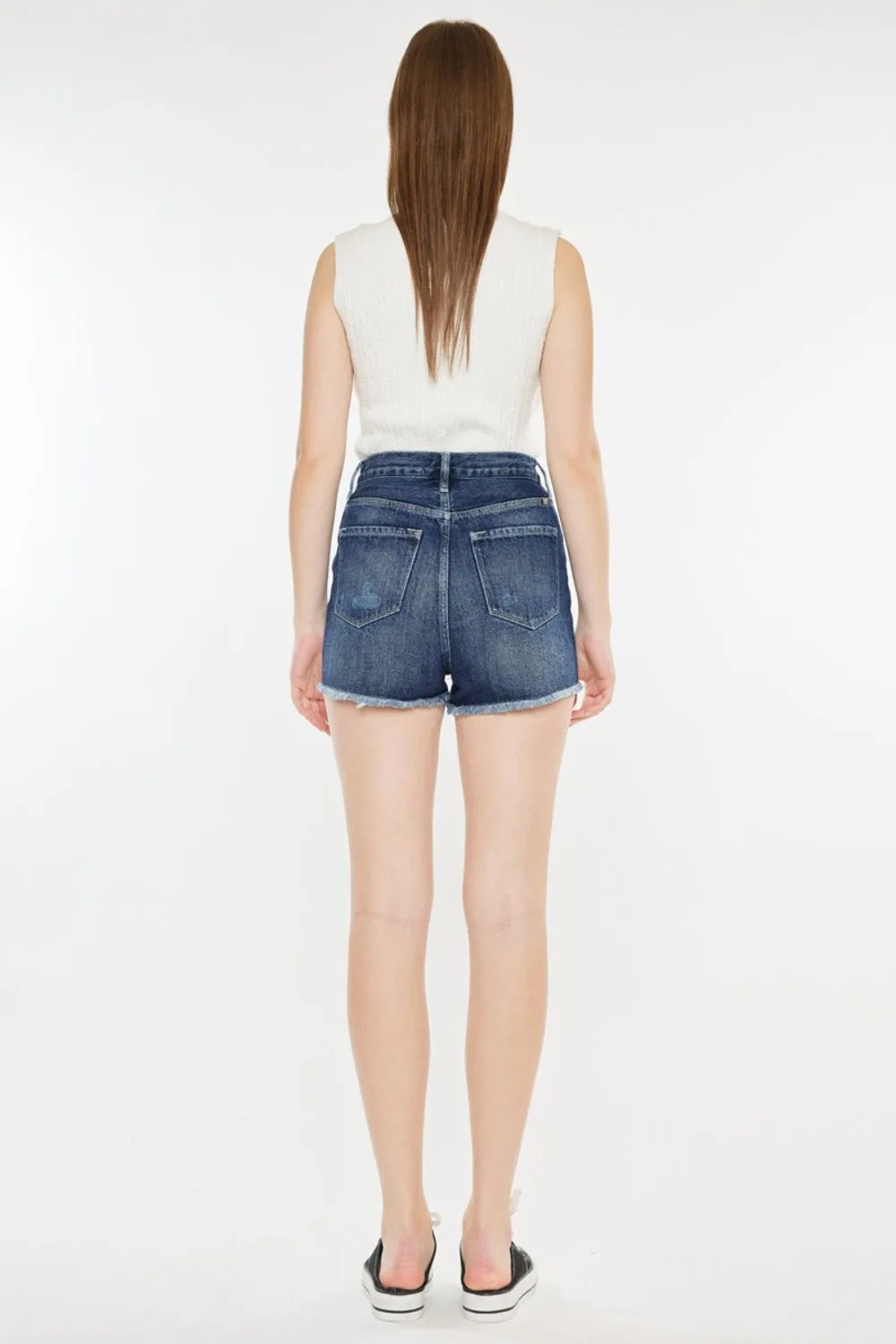 Raw Hem Button Fly Denim Shorts