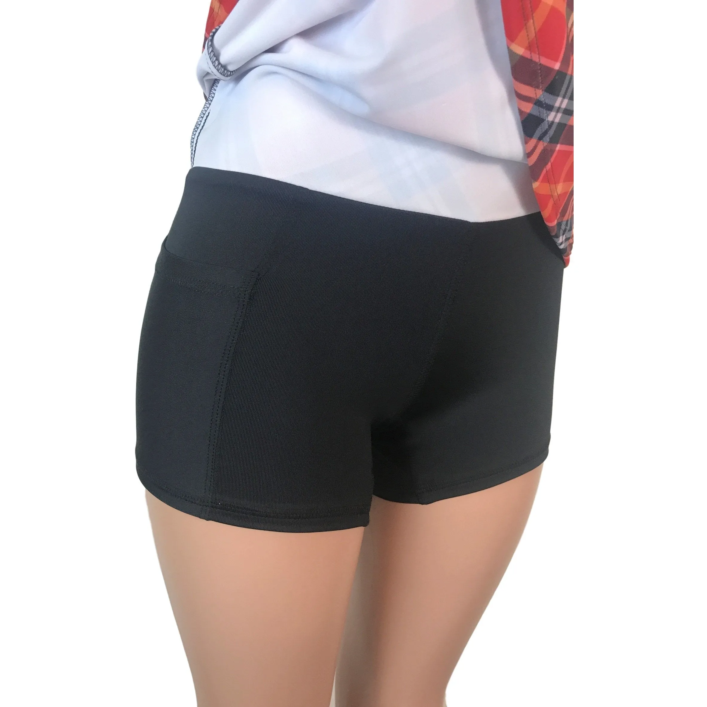 Red Plaid Athletic Slim Skirt w/ built in compression shorts and pockets