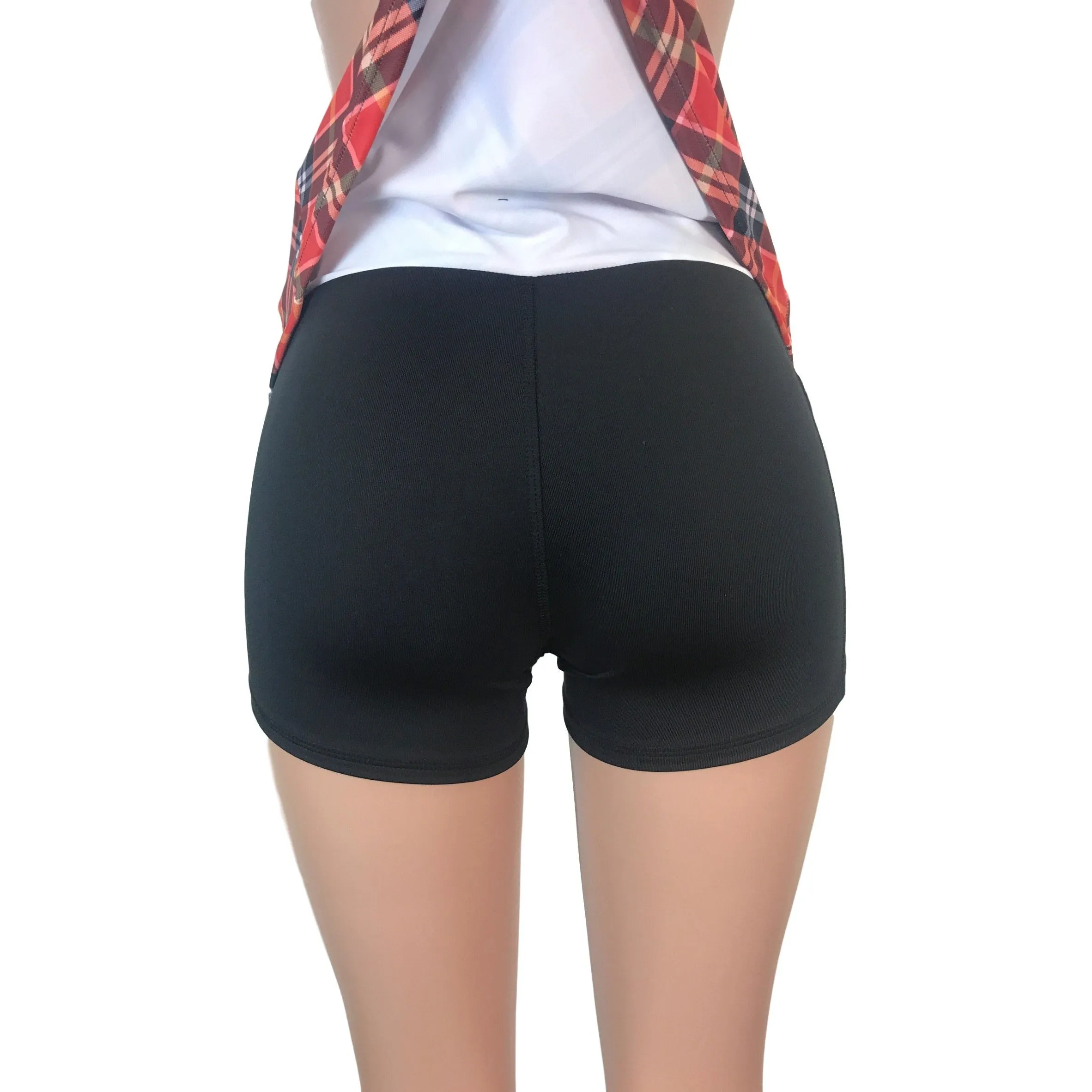 Red Plaid Athletic Slim Skirt w/ built in compression shorts and pockets