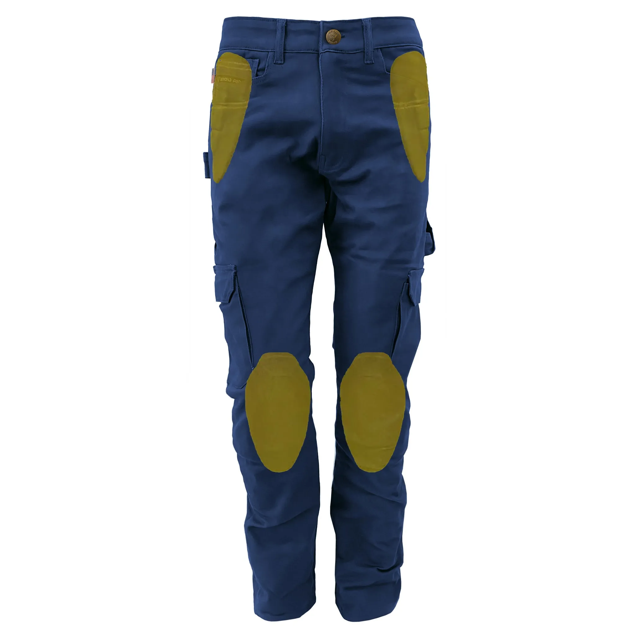 Relaxed Fit Cargo Pants - Navy Blue with Pads