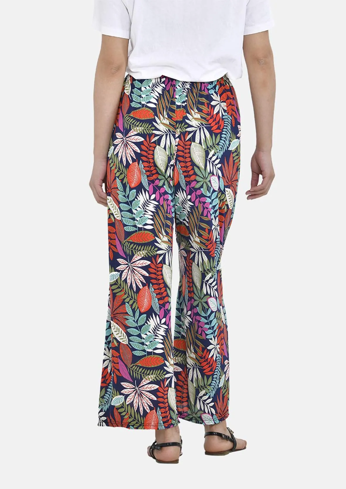 Relaxed Fit Printed Wide Leg Trousers