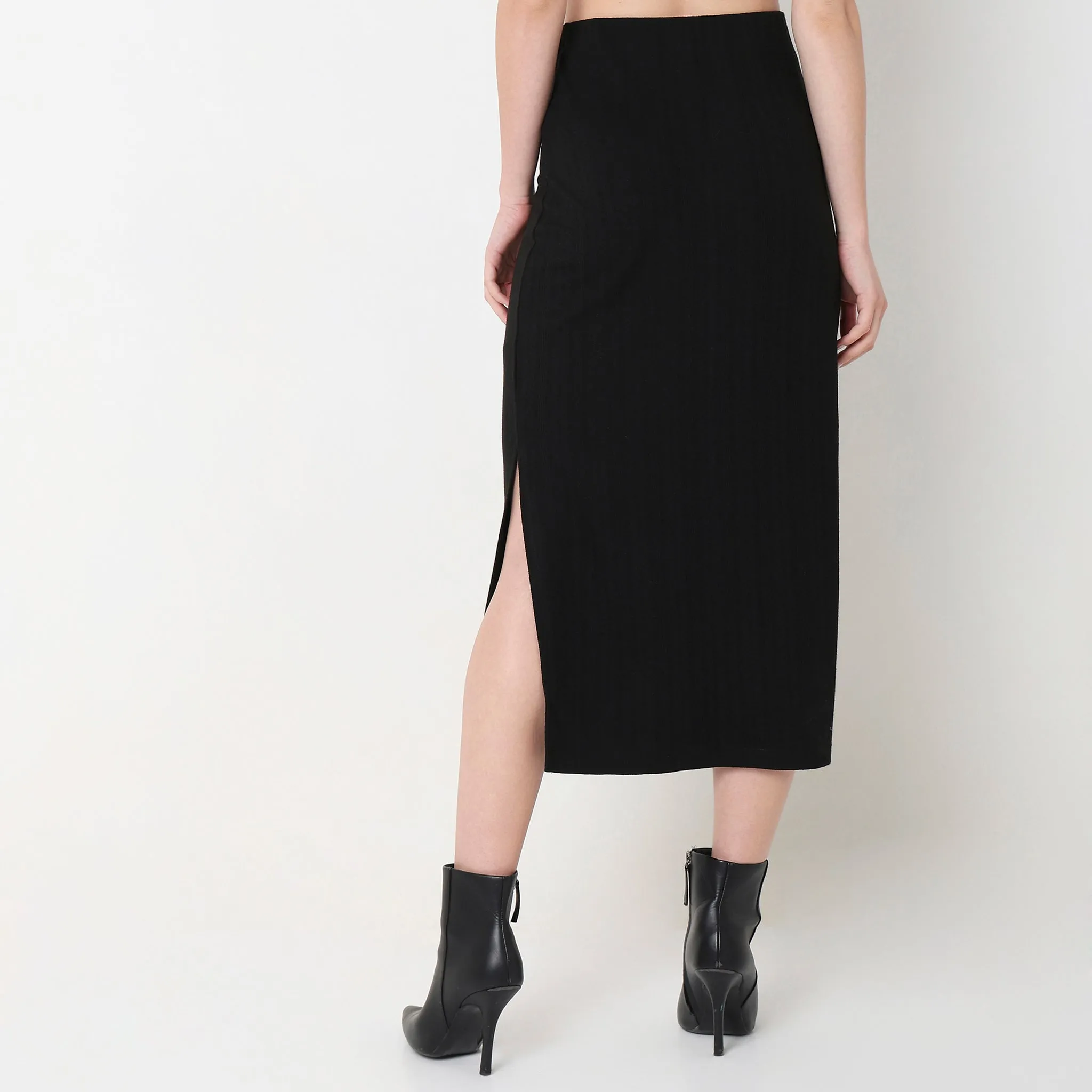 Slim Fit Structured High Rise Skirt