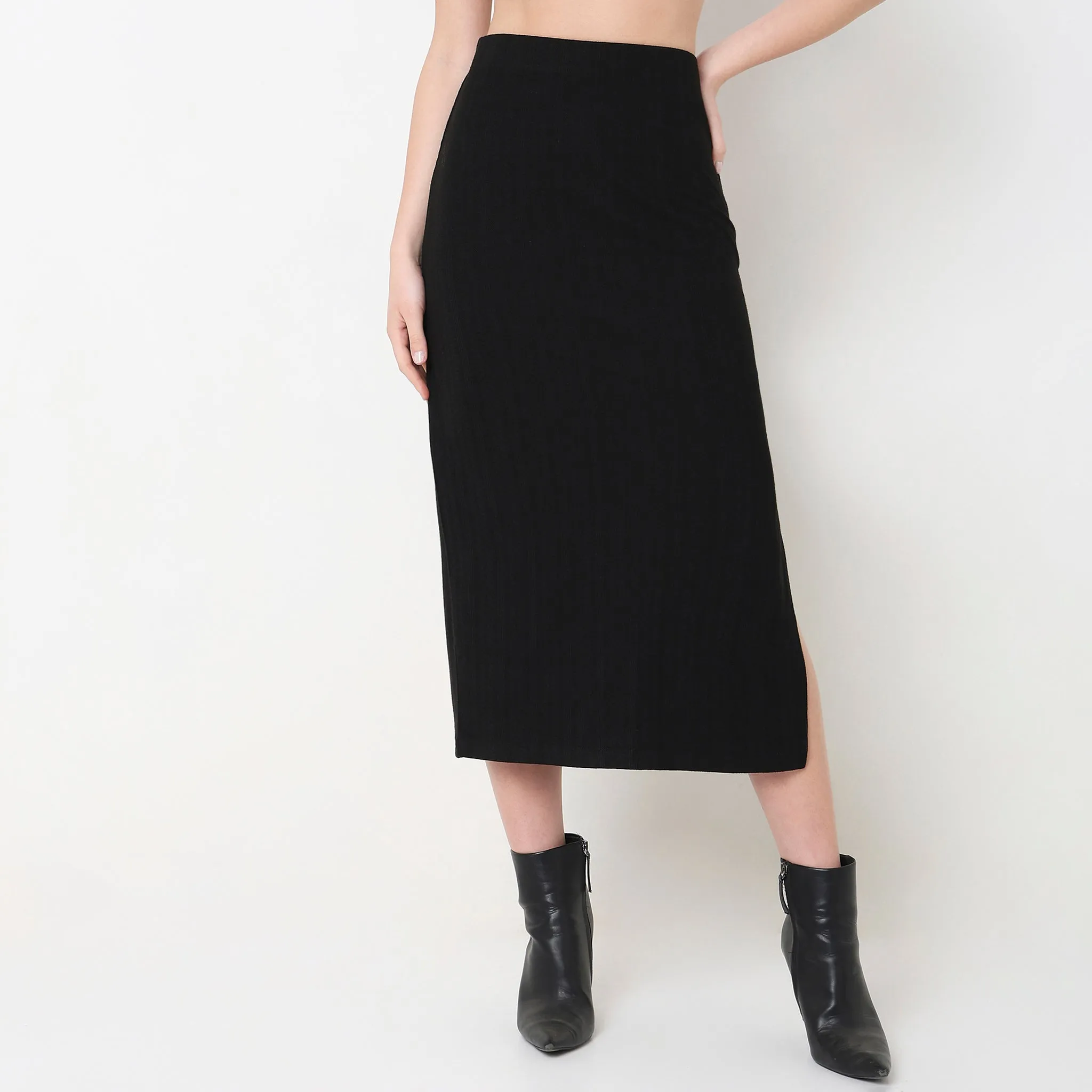 Slim Fit Structured High Rise Skirt