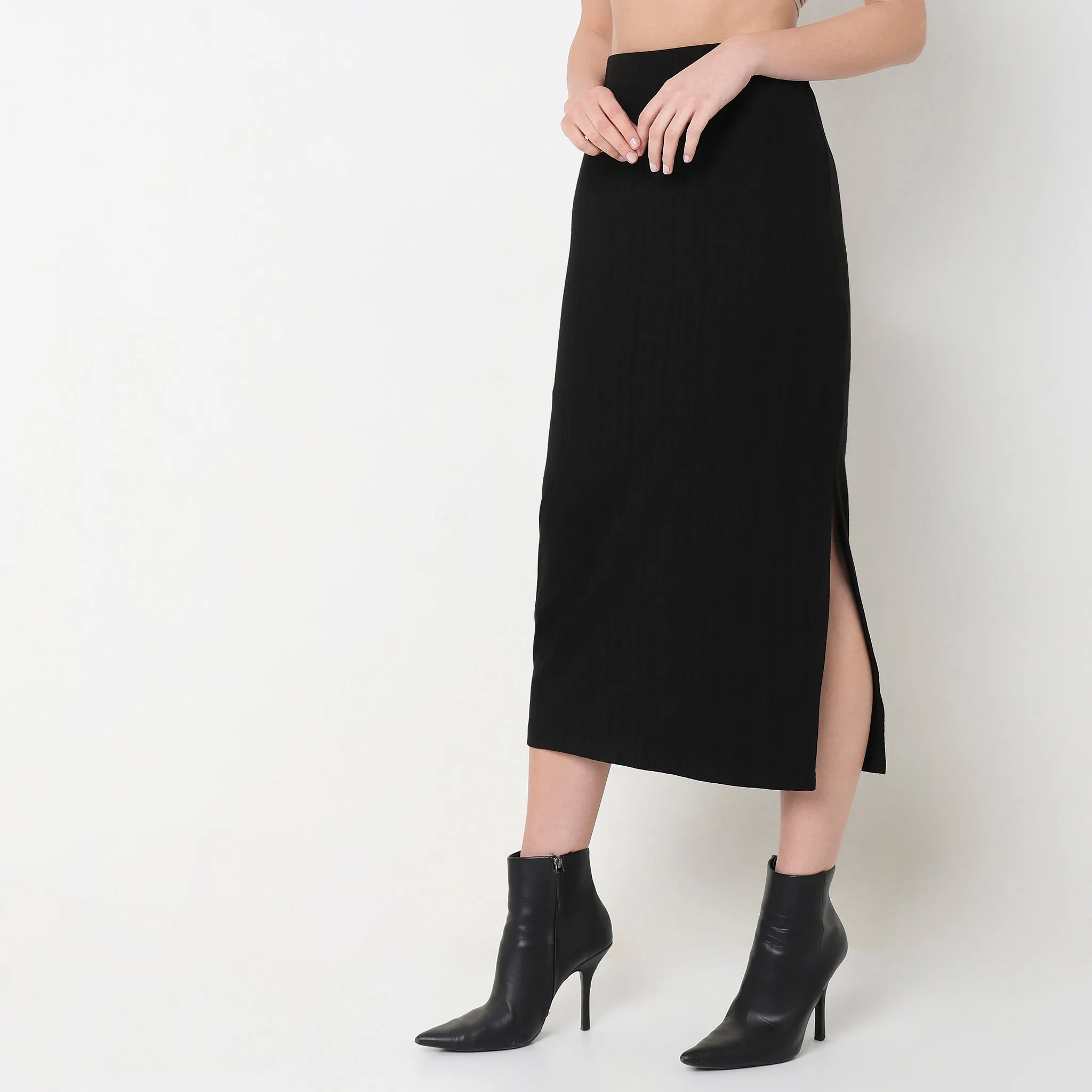 Slim Fit Structured High Rise Skirt