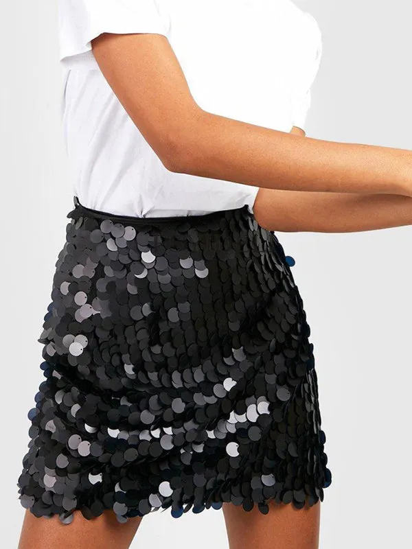 Slimming Sequin Skirt & Sexy Hip-hugging Short Skirt Perfect Skirt For Disco