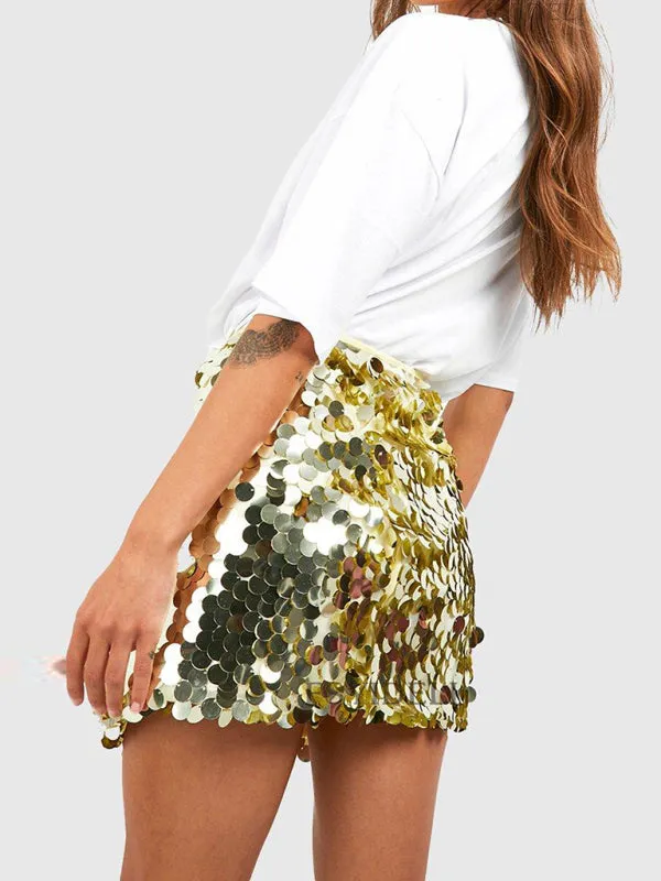 Slimming Sequin Skirt & Sexy Hip-hugging Short Skirt Perfect Skirt For Disco