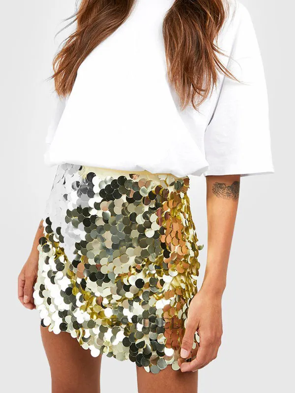 Slimming Sequin Skirt & Sexy Hip-hugging Short Skirt Perfect Skirt For Disco