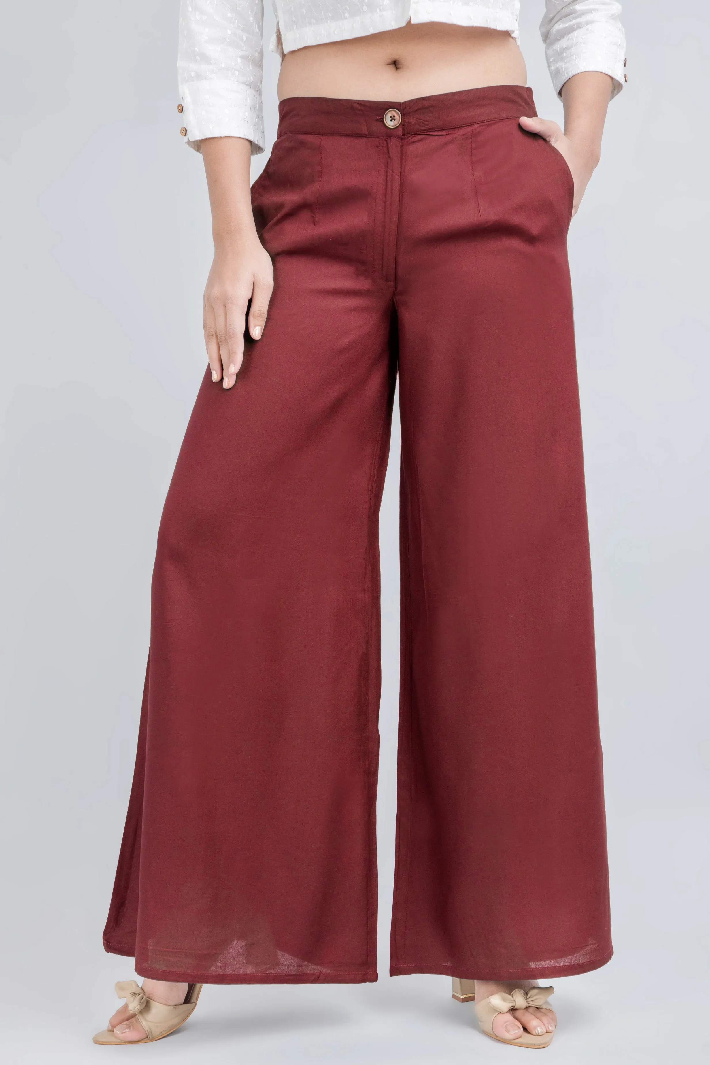 Solid Rayon Palazzo Pants