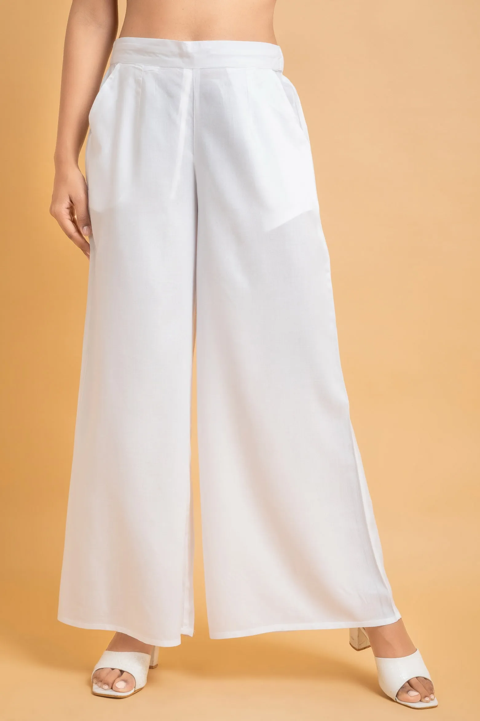 Solid Rayon Palazzo Pants