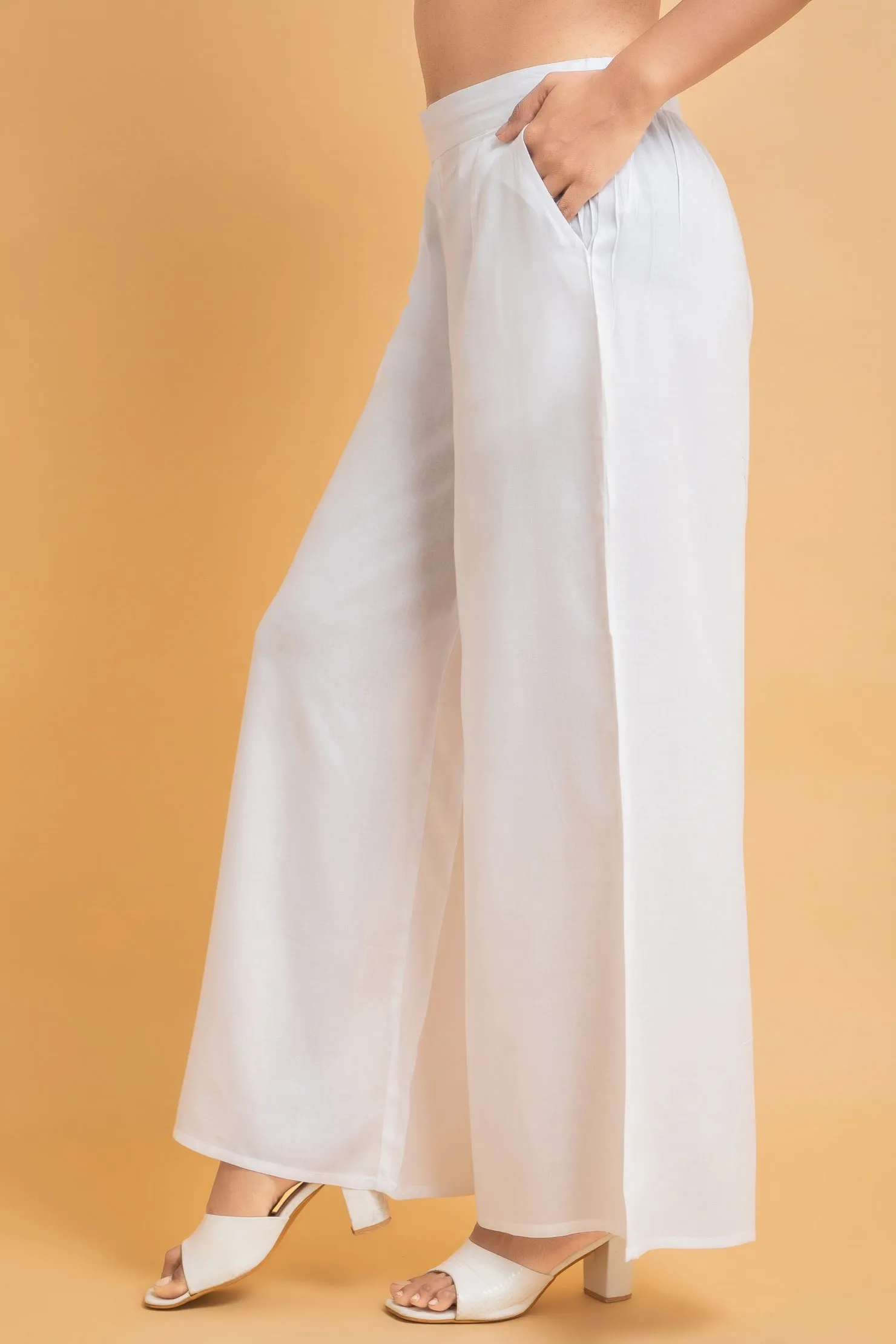 Solid Rayon Palazzo Pants