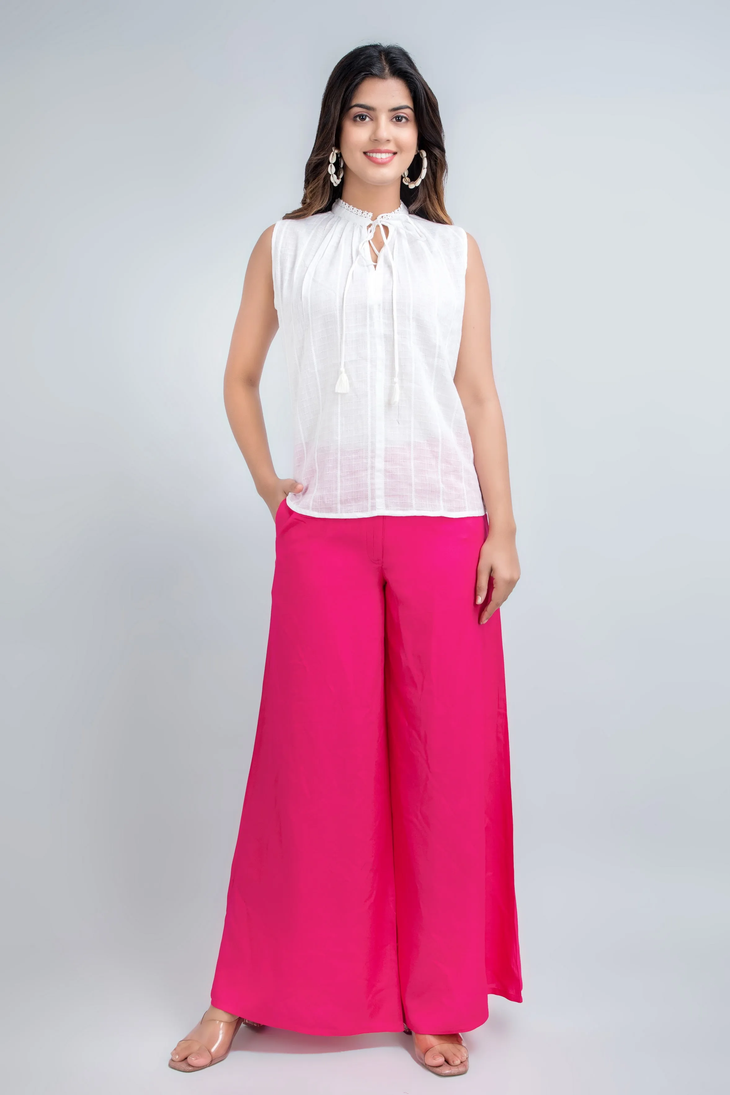 Solid Rayon Palazzo Pants