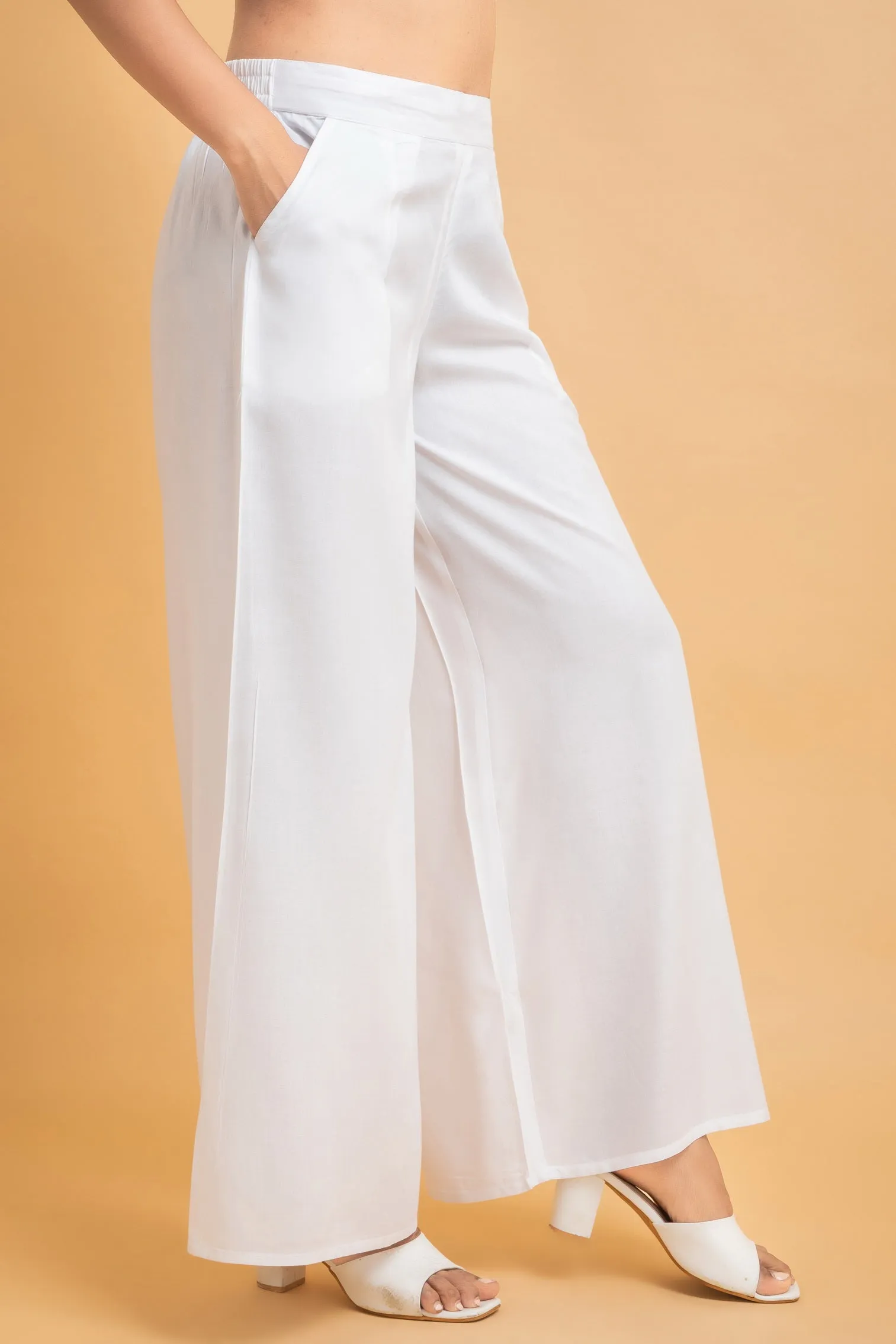 Solid Rayon Palazzo Pants