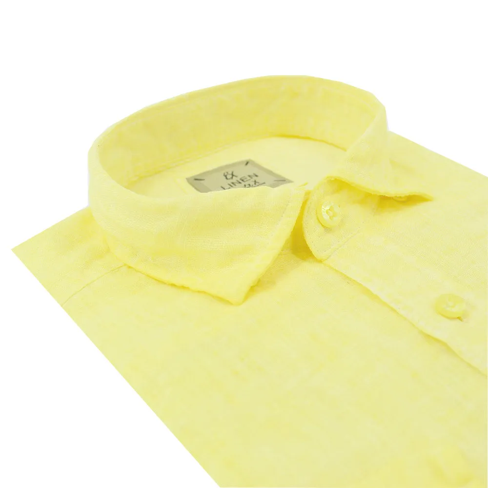 Solid Yellow Linen Shirt