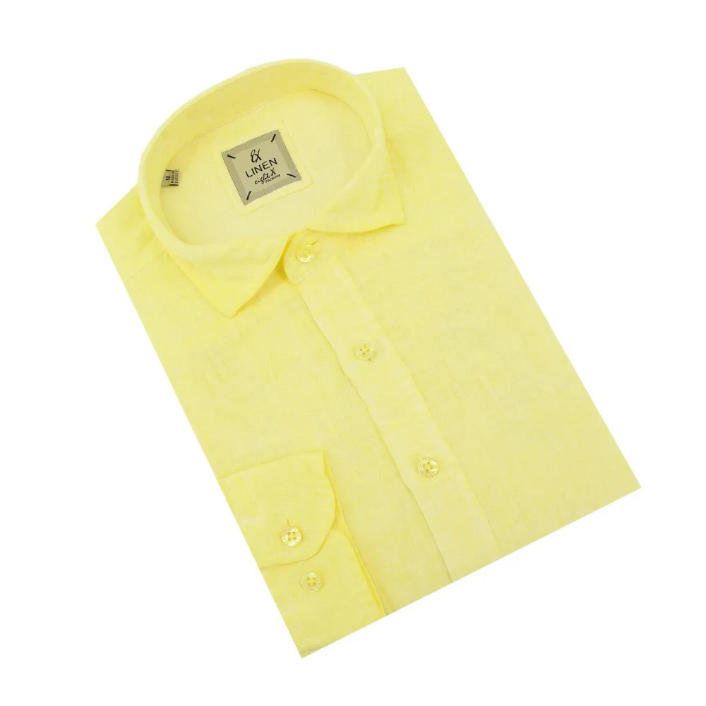 Solid Yellow Linen Shirt