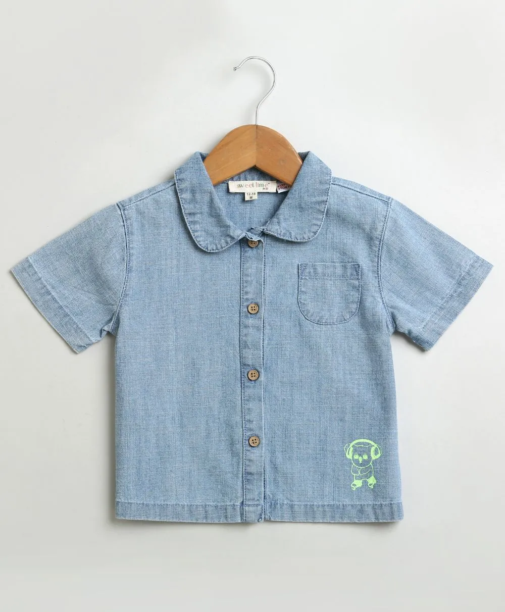 Sweetlime By AS Cotton Denim Shirt & Shorts Co-ord Set.