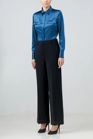 Topaz blue stretch silk shirt