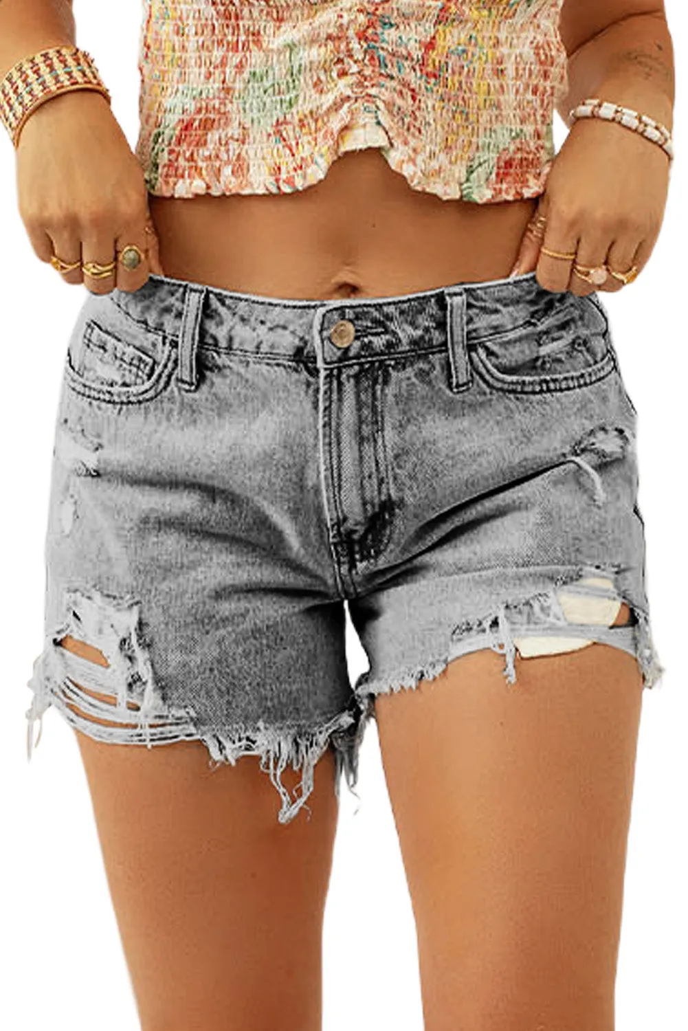 Women's Ripped Jean Shorts High Waisted Distressed Denim Shorts