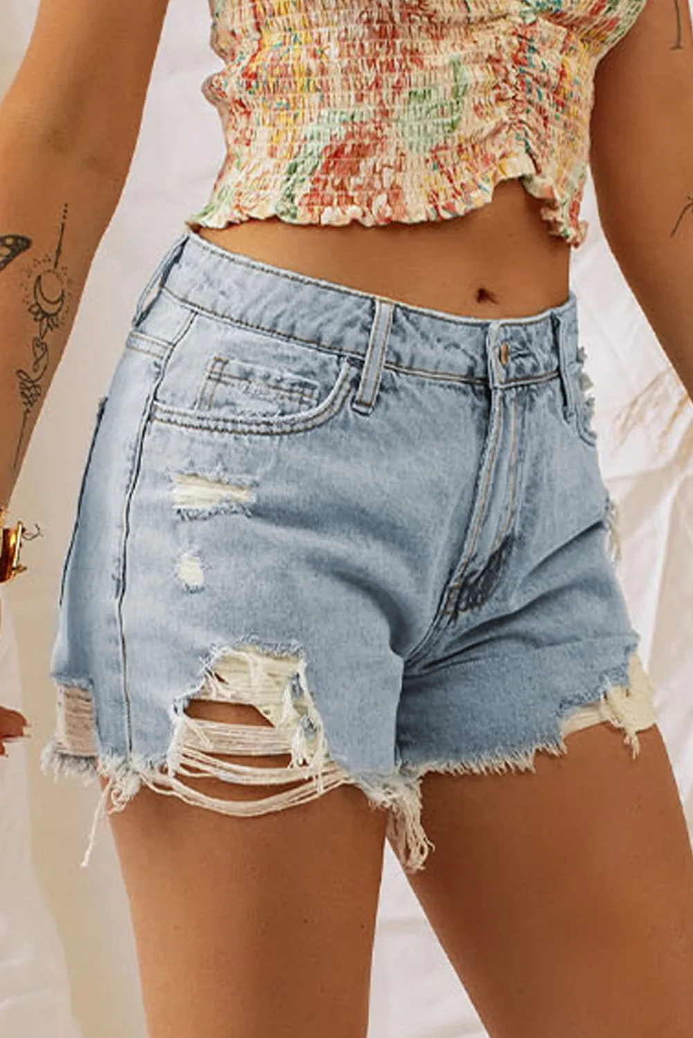 Women's Ripped Jean Shorts High Waisted Distressed Denim Shorts