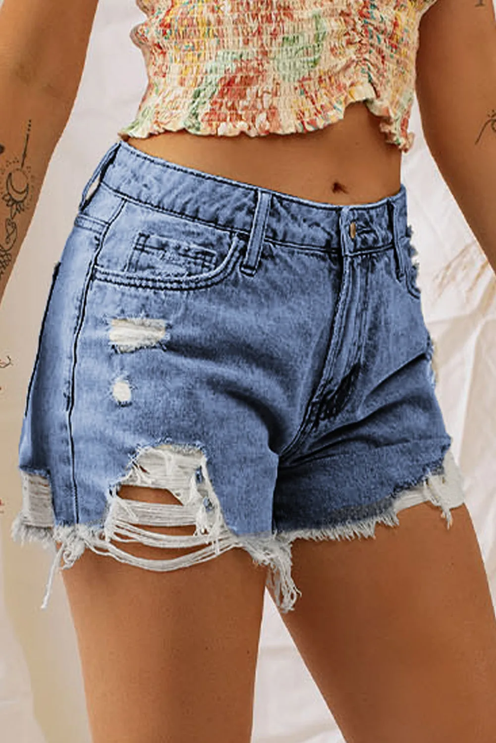 Women's Ripped Jean Shorts High Waisted Distressed Denim Shorts