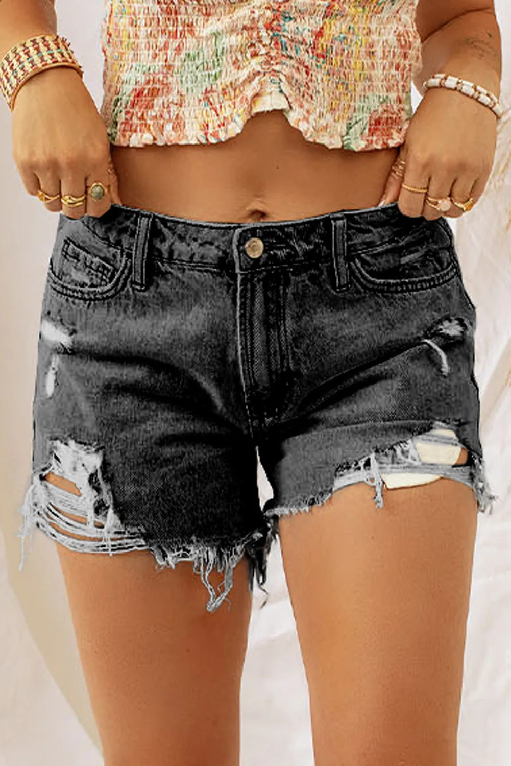 Women's Ripped Jean Shorts High Waisted Distressed Denim Shorts