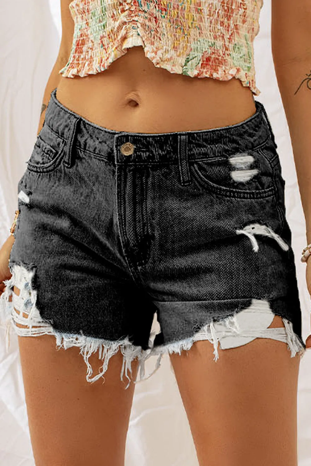 Women's Ripped Jean Shorts High Waisted Distressed Denim Shorts