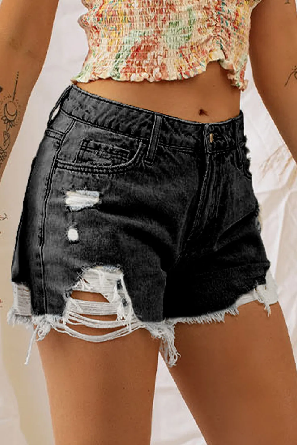 Women's Ripped Jean Shorts High Waisted Distressed Denim Shorts