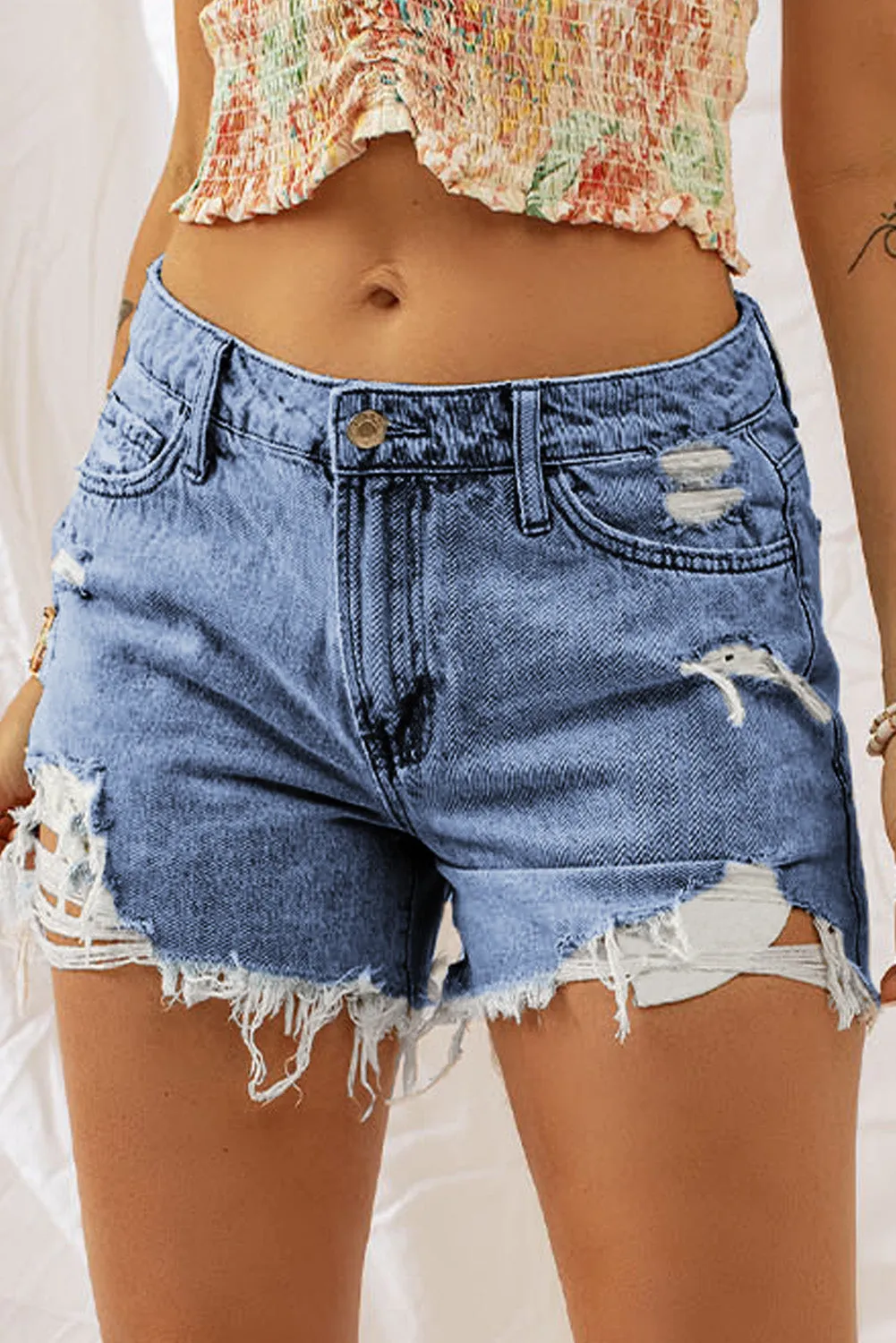 Women's Ripped Jean Shorts High Waisted Distressed Denim Shorts