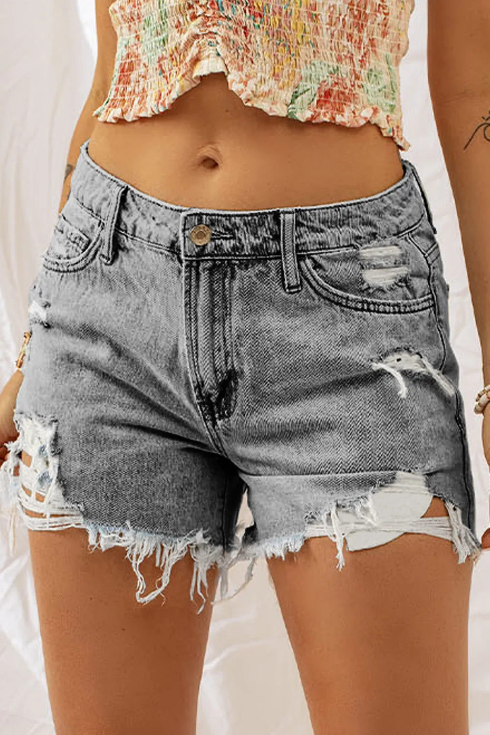 Women's Ripped Jean Shorts High Waisted Distressed Denim Shorts