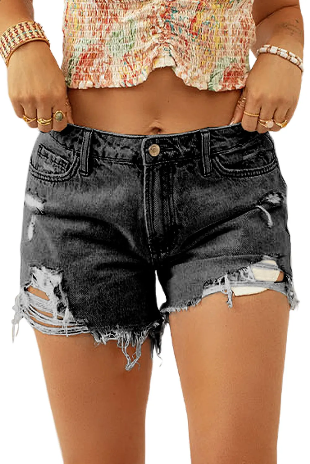 Women's Ripped Jean Shorts High Waisted Distressed Denim Shorts