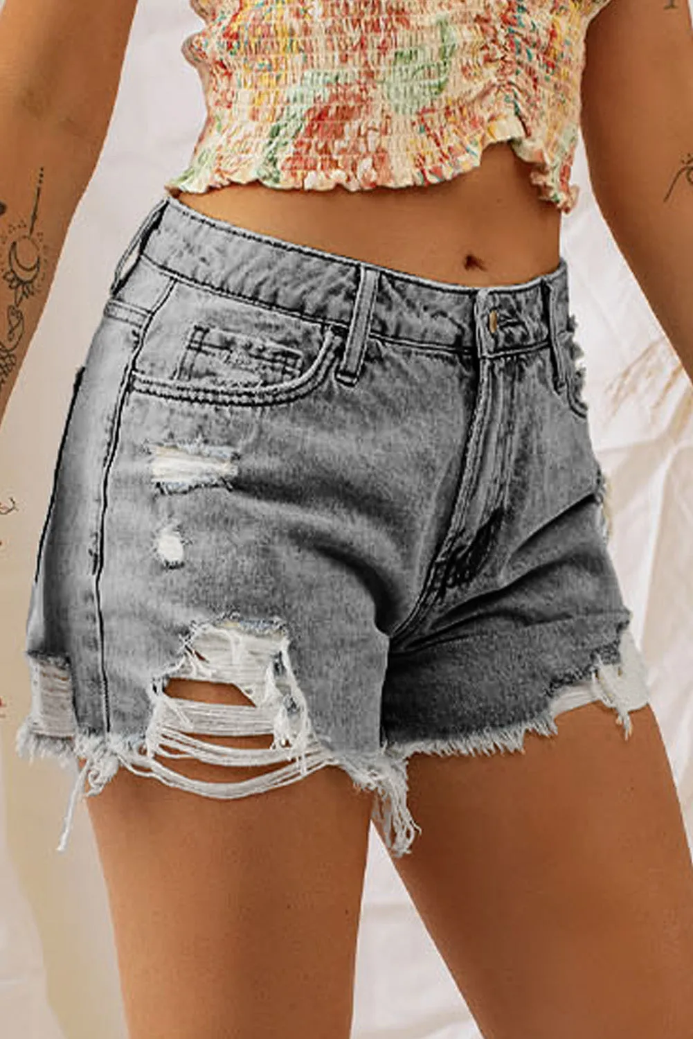 Women's Ripped Jean Shorts High Waisted Distressed Denim Shorts